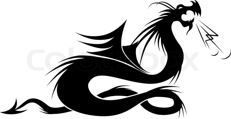 800x412 Dragon Tattoo Vector Illustration For Your Design Stock Vector