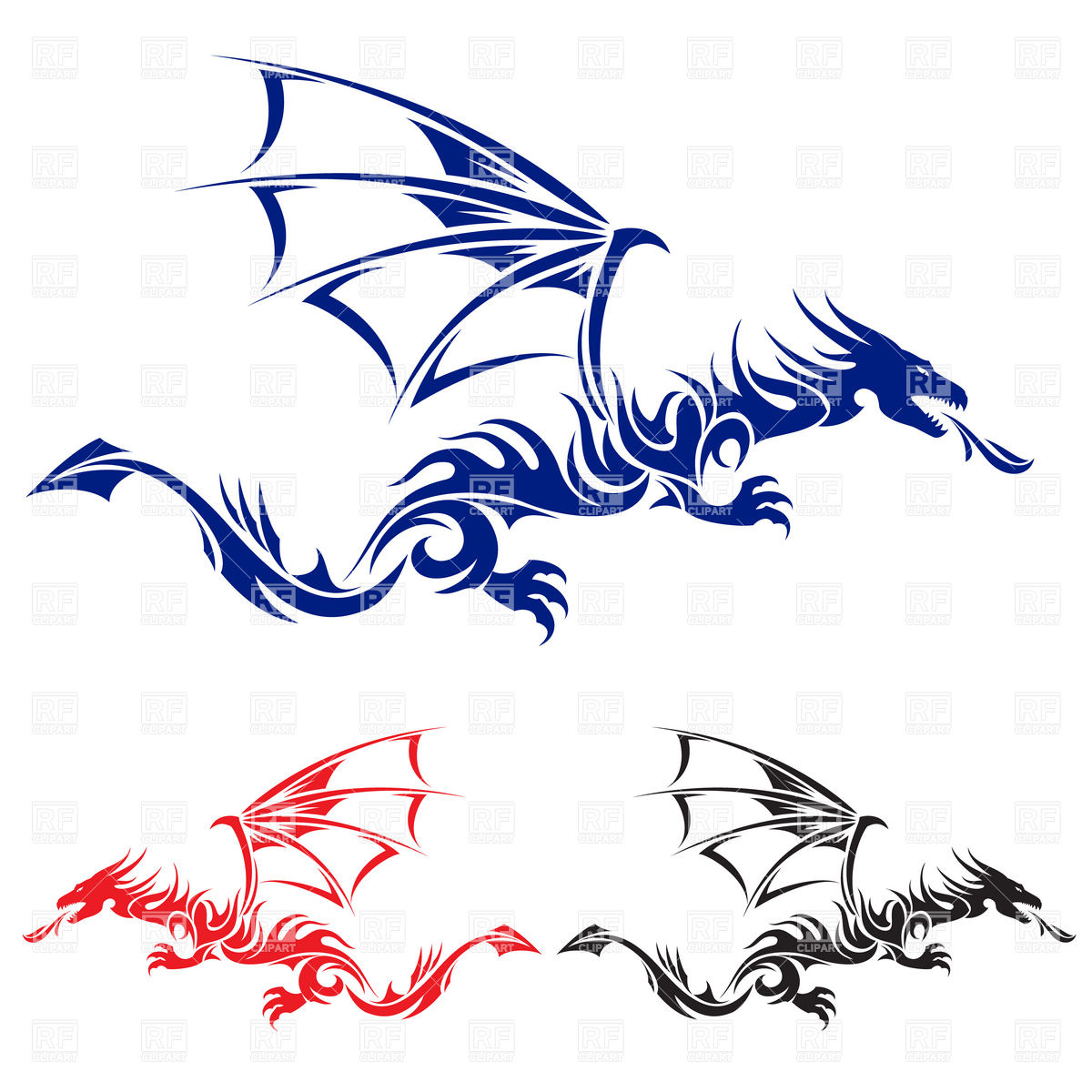 1200x1200 Flying Dragon Tattoo Vector Image Vector Artwork Of Design