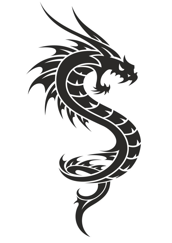 707x1000 Black And White Dragon Tattoo Vector Free Vector Download