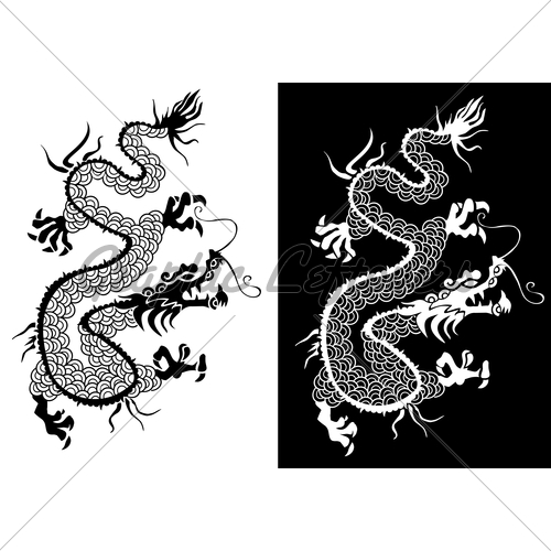 500x500 Black And White Chinese Dragon Vector. Gl Stock Images