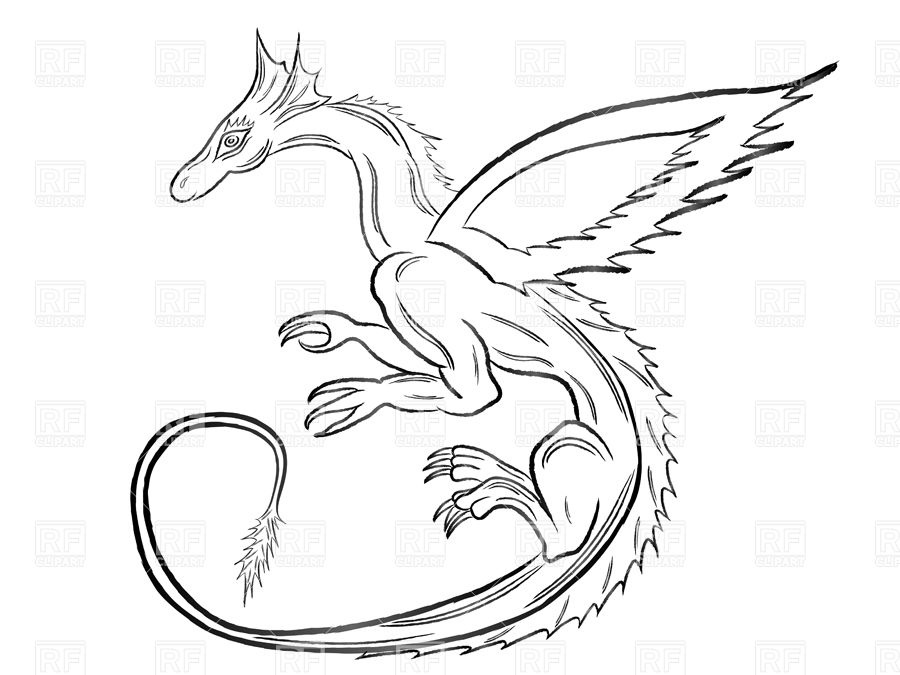 900x675 Contour Style Mythological Dragon Vector Image Vector Artwork Of
