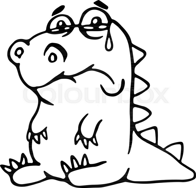 800x770 Cute Sad Dragon. Vector Illustration. Funny Cartoon Character