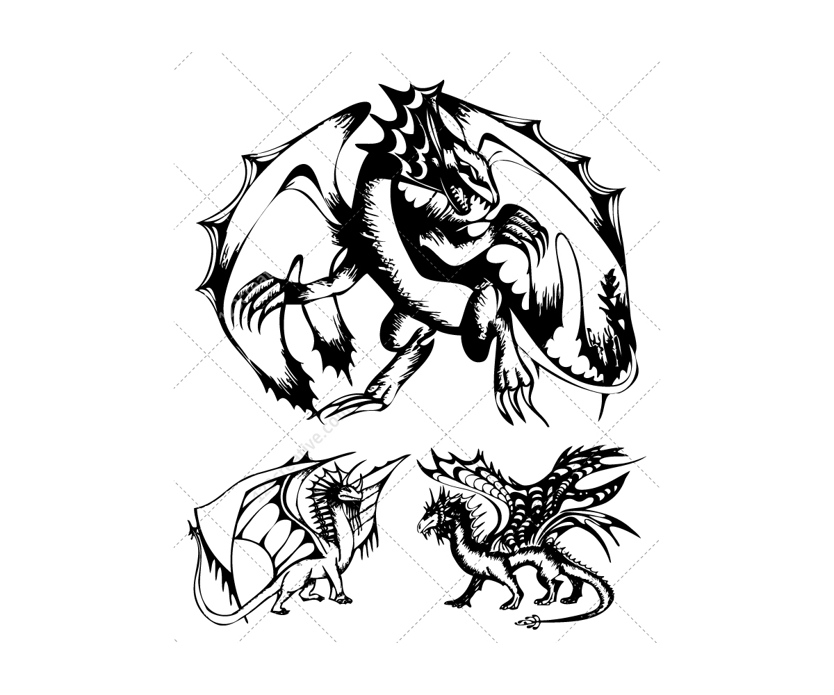 1200x1000 Sketch Dragon Vectors