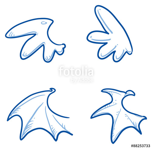 500x490 Cute Little Wings, Angel, Devil, Dragon. Hand Drawn Doodle Vector