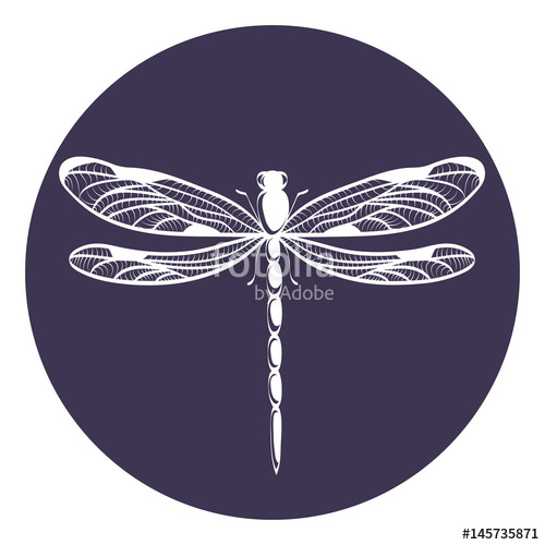 500x500 Beautiful Icon Dragonfly Vector Illustration. Stock Image And