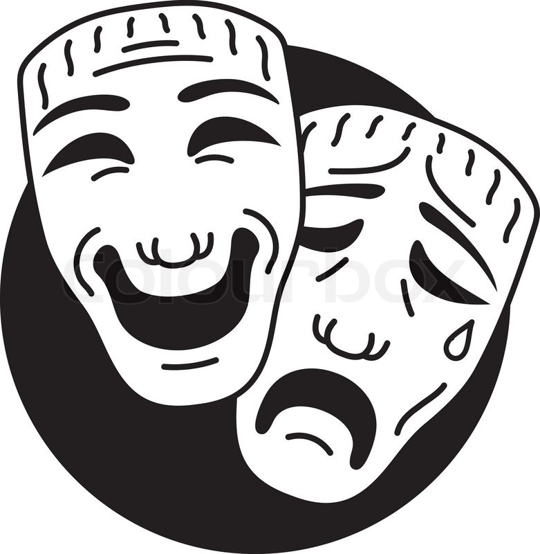 781x800 Theater Comedy And Tragedy Mask. Vector Image. Stock Vector