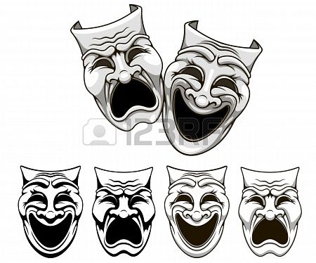 450x374 Greek Drama Masks Vector