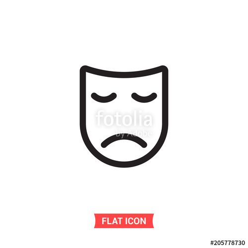 500x500 Drama Mask Vector Icon, Theater Symbol. Flat Sign Illustration For