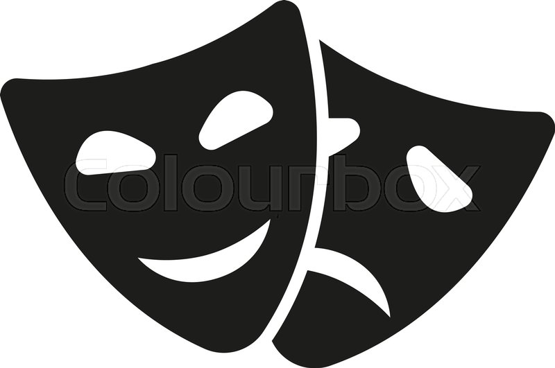 800x531 The Theater And Mask Icon. Drama, Comedy, Tragedy Symbol. Flat