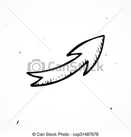 450x470 Hand Drawn Arrow Isolated, Vector Doodle Element.