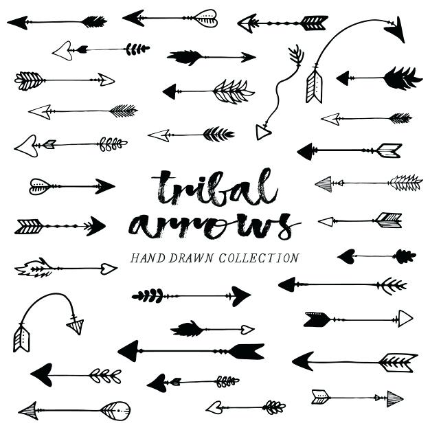 626x626 Tribal Arrow Hand Drawn Arrows Collection Free Vector Curved