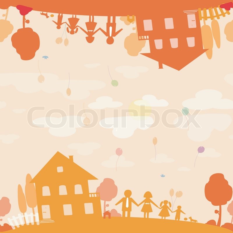 800x800 Seamless Texture Of Happy Family And House Of Dream. Vector