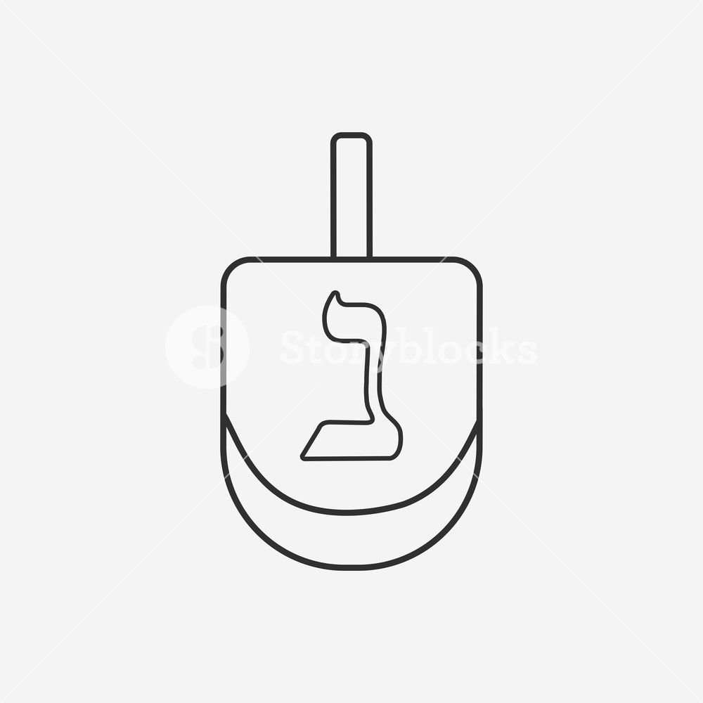 1000x1000 Hanukkah Holiday Dreidel Flat Black Outline Design Icon. Vector