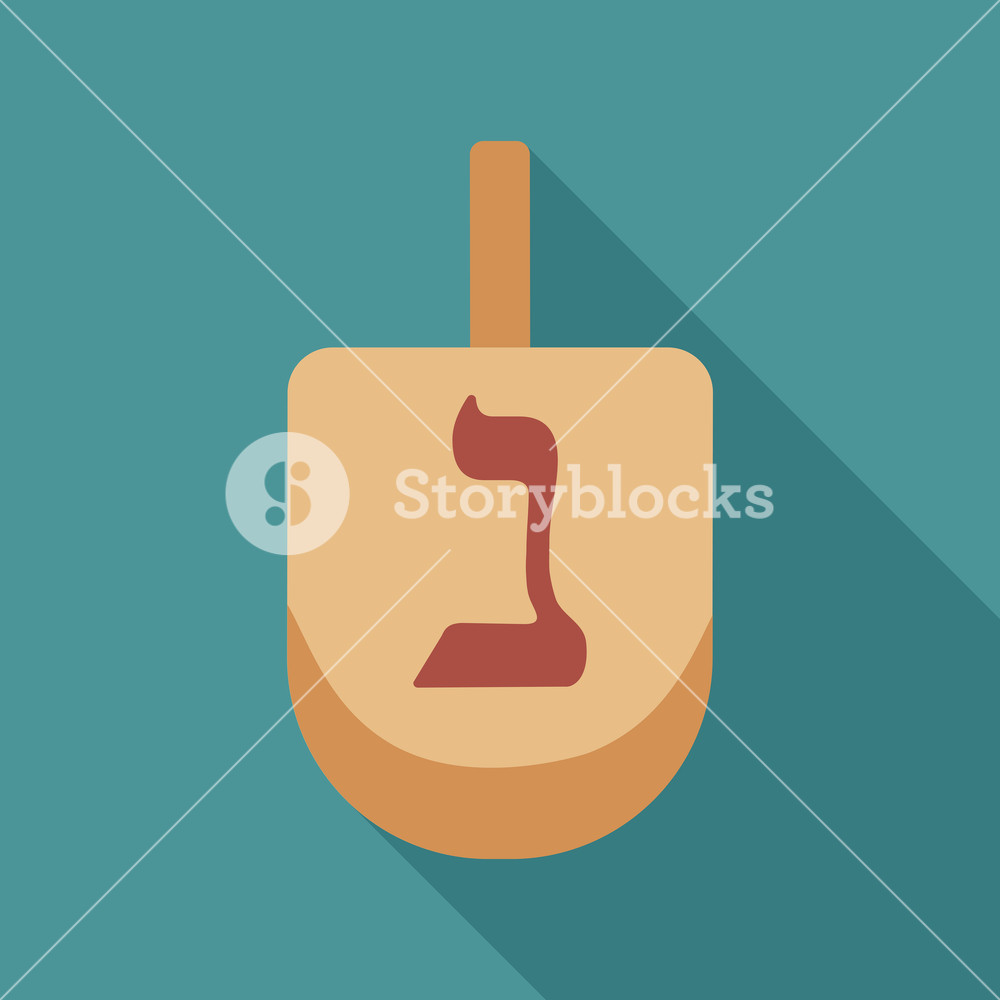 1000x1000 Hanukkah Holiday Dreidel Flat Long Shadow Design Icon. Vector