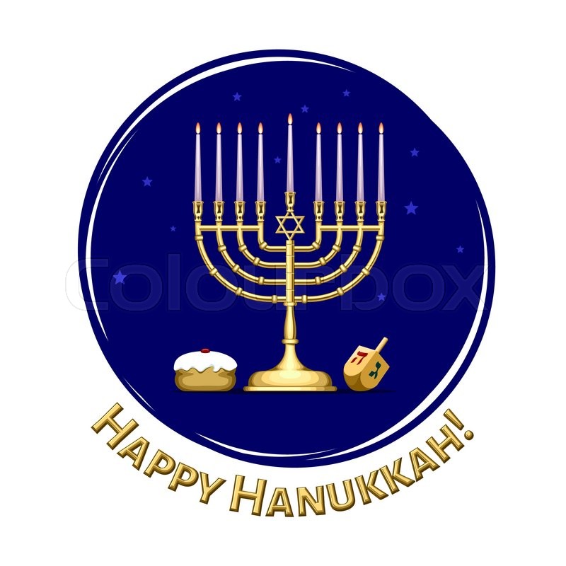 800x800 Happy Hanukkah Illustration With Menorah, Sweet Doughnut And