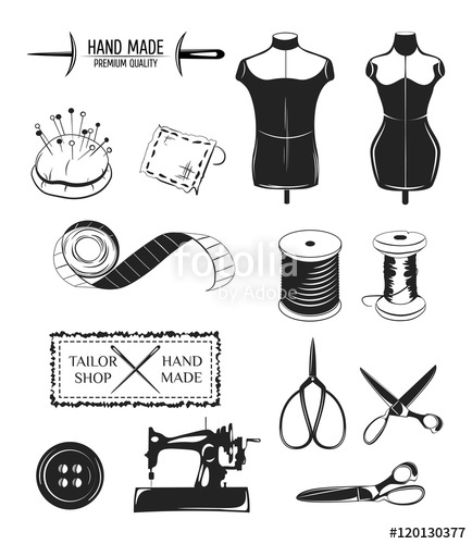 434x500 Set Of Designed Elements. Tailor Shop Theme. Male And Femeale