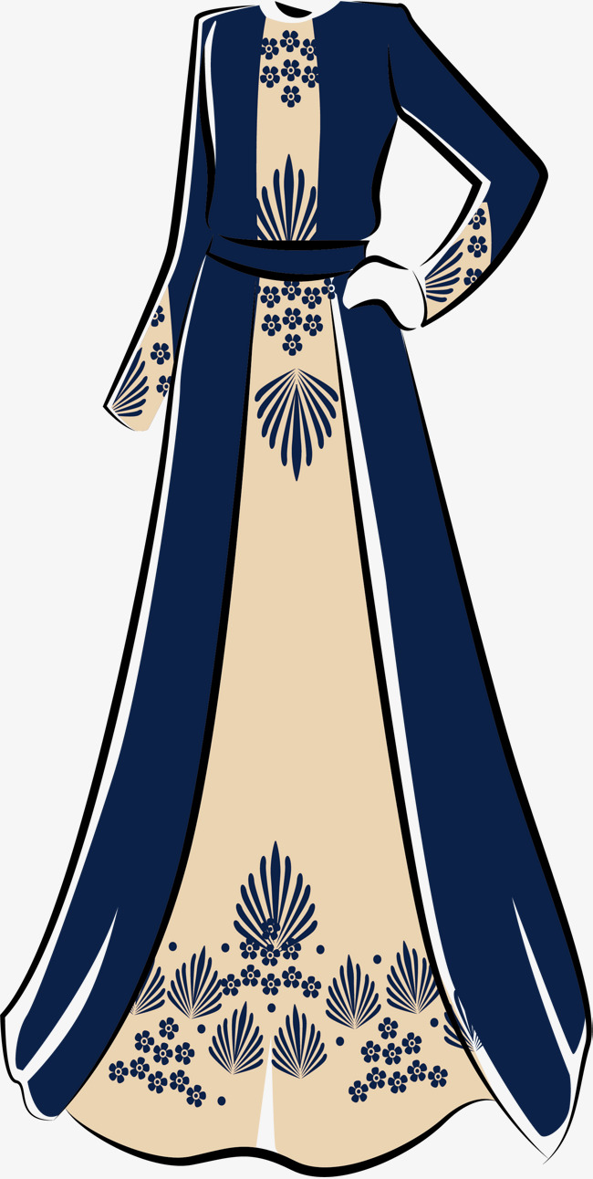 650x1292 Islamic Style Dress, Vector Png, Islam, Blue Pattern Png And