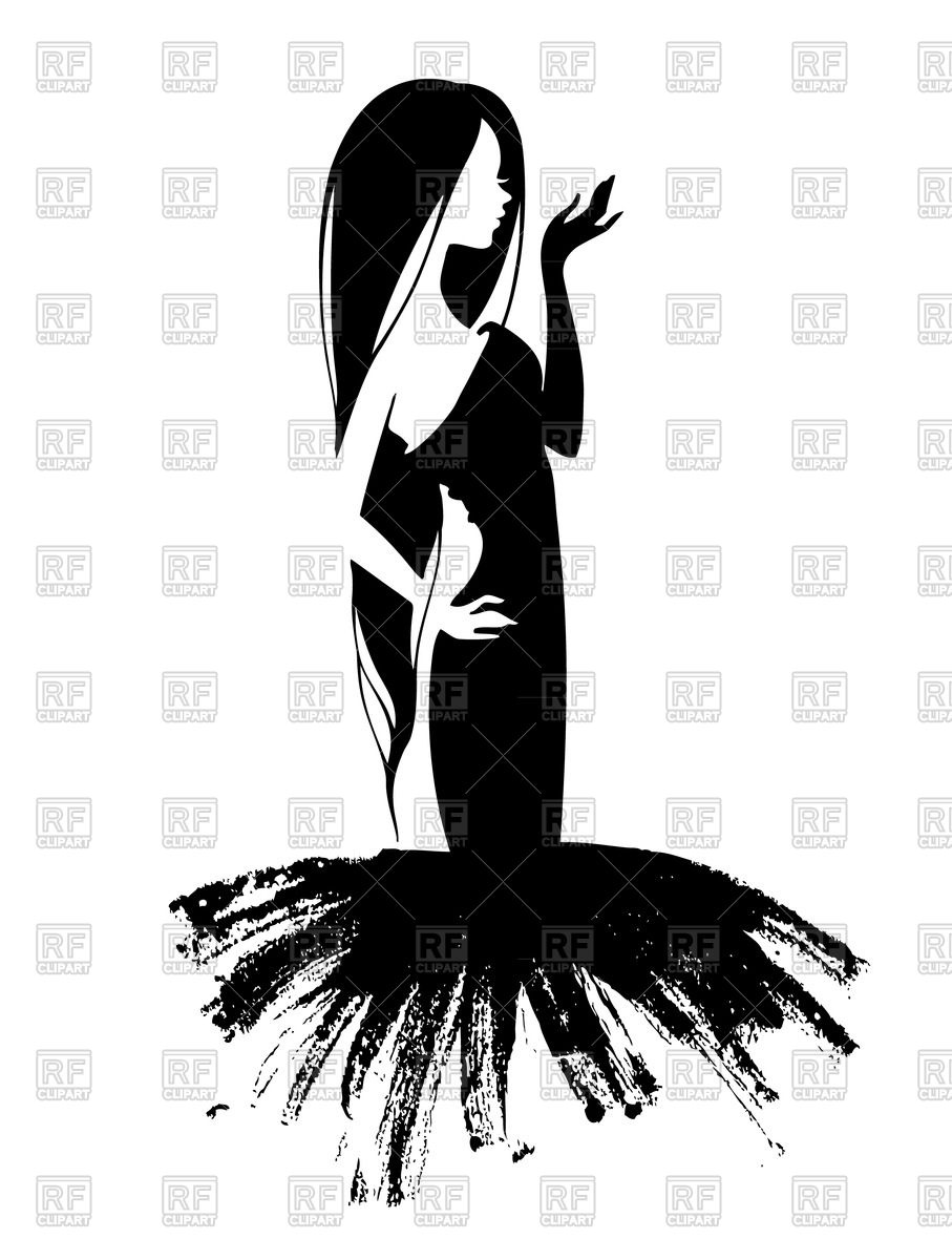 907x1200 Silhouette Of Elegant Woman In Dress Vector Image Vector Artwork