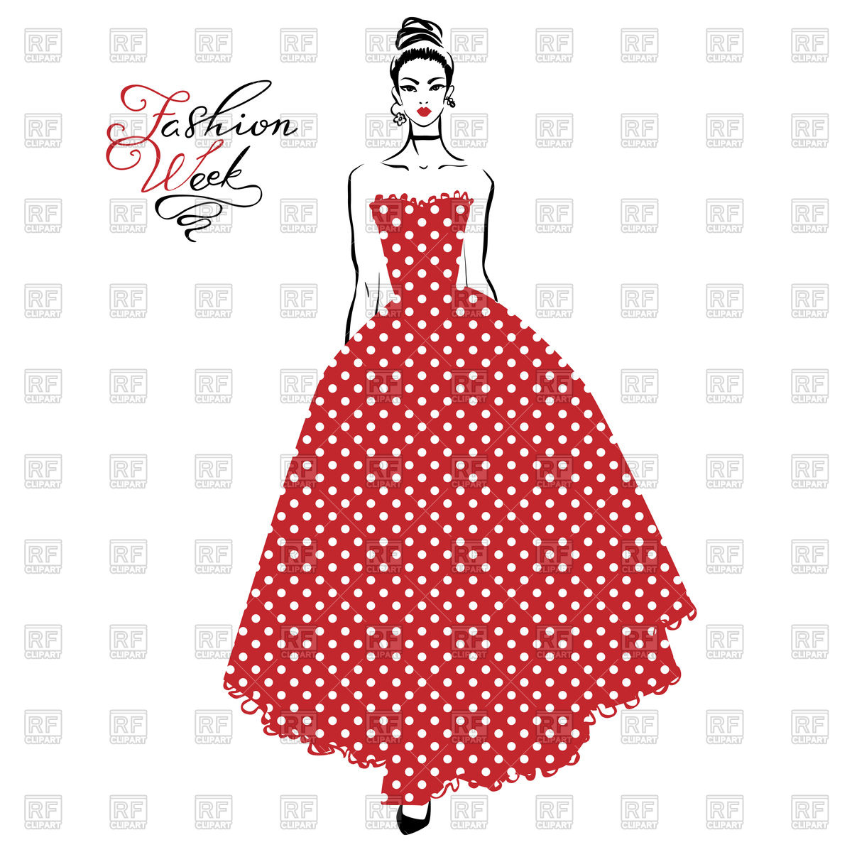 1200x1200 Beautiful Fashionable Girl In Long Red Dress Vector Image Vector