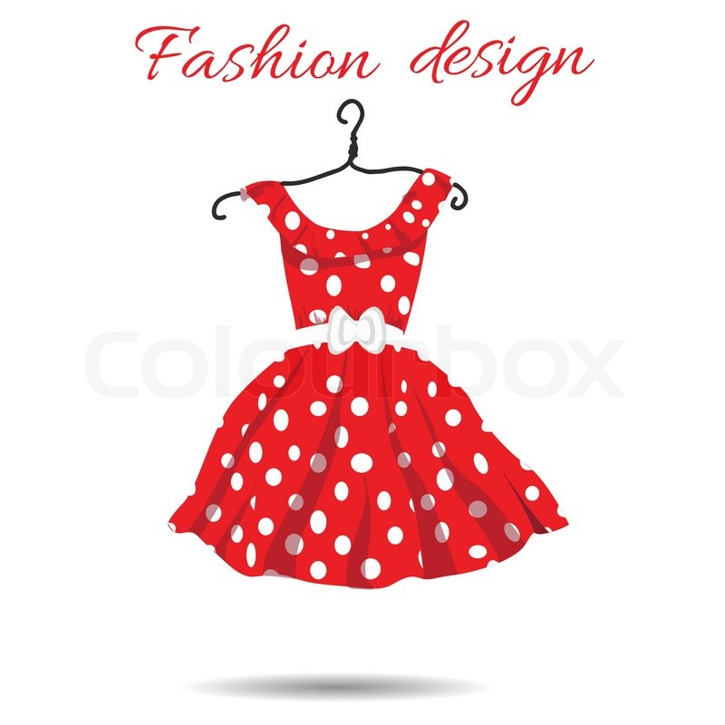 800x800 Vector Women Dress Polka Dot Illustration. Eps Stock Vector