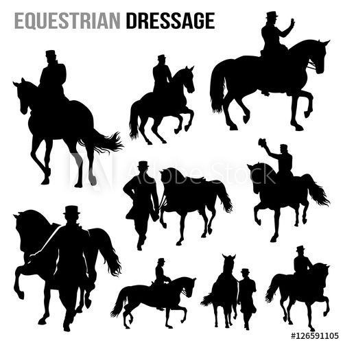 500x500 Equestrian Dressage Horse And Jockey Silhouette Set