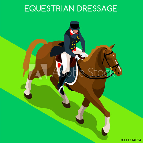 500x500 Equestrian Dressage Summer Games Icon Set.3d Isometric Jockey And