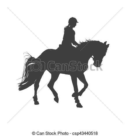 450x470 Horsewoman. Vector Illustration, Rider Controls Running Horse