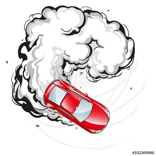 500x500 Red Car In A Skid On The Spread Smoke