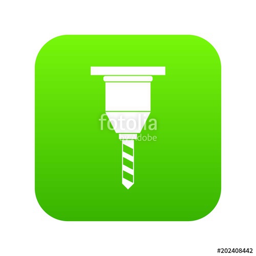 500x500 Drill Bit Icon Digital Green For Any Design Isolated On White