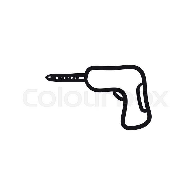 800x800 Hammer Drill Vector Sketch Icon Isolated On Background. Hand Drawn