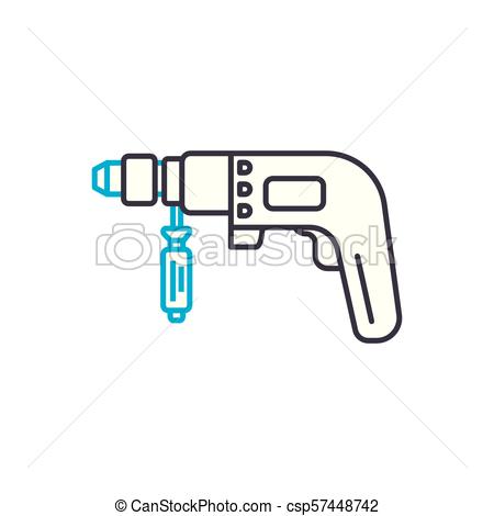 450x470 Hammer Drill Vector Thin Line Stroke Icon. Hammer Drill Outline