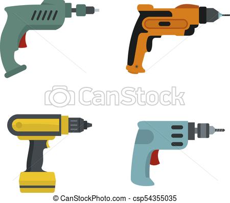 450x397 Hand Drill Icon Set, Flat Style. Hand Drill Icon Set. Flat Set Of
