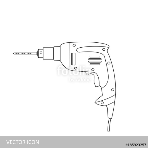 500x500 Manual Electric Drill. Vector Icon In The Style Of Linear Design