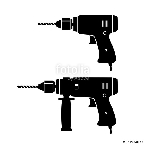 500x500 Black Drill Vector Icons On White Background Stock Image And