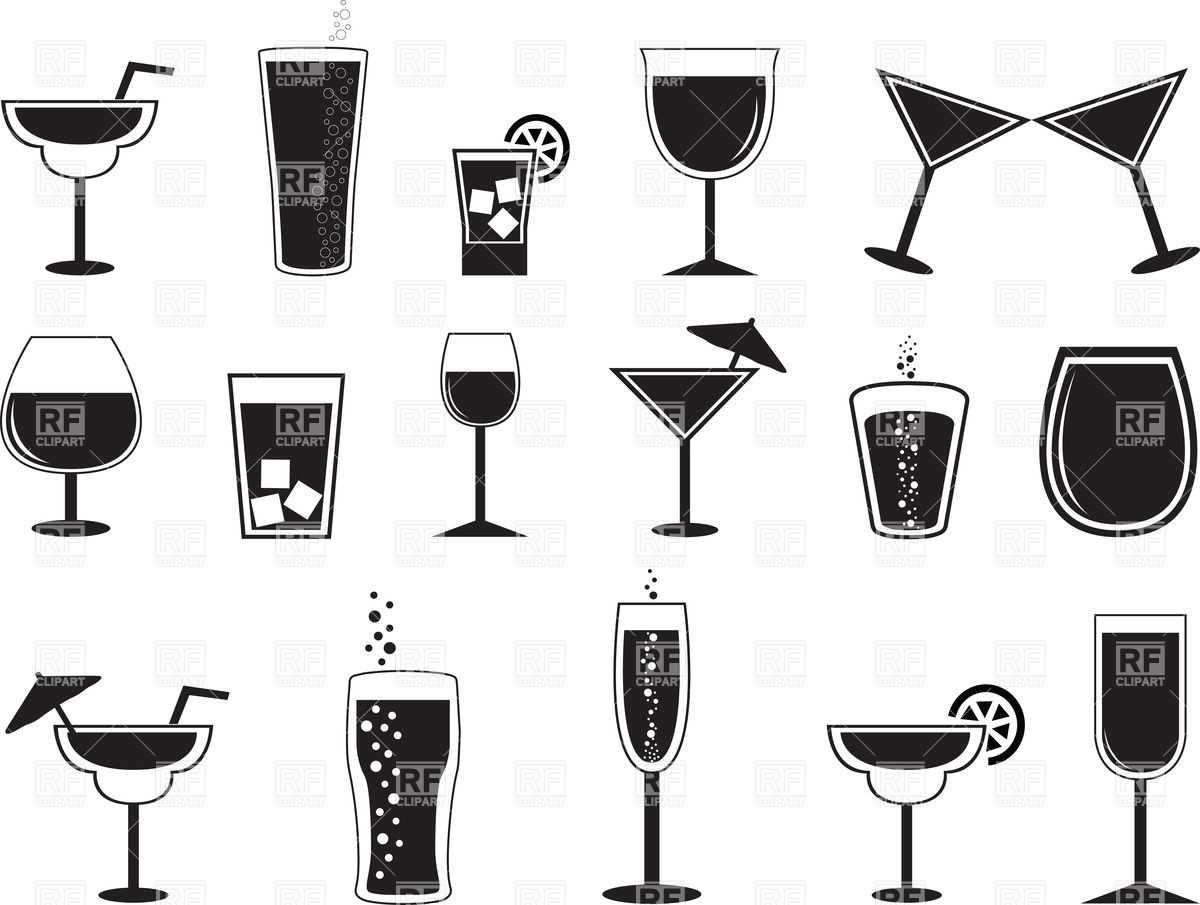 1200x905 Pictograms Of Cocktails And Drinks In Different Glasses Vector