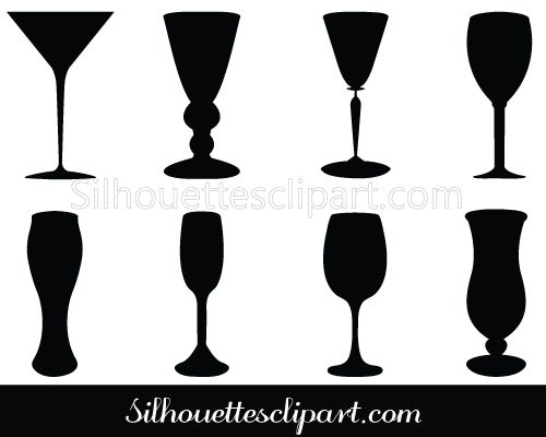 500x400 Wine Glass Silhouette Vector Beverage Glasses General Vector