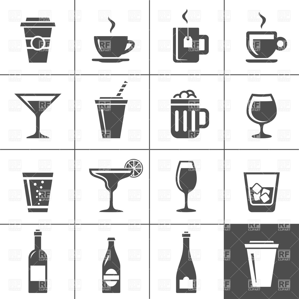 1200x1200 Drinks And Beverages Icon Set Vector Image Vector Artwork Of