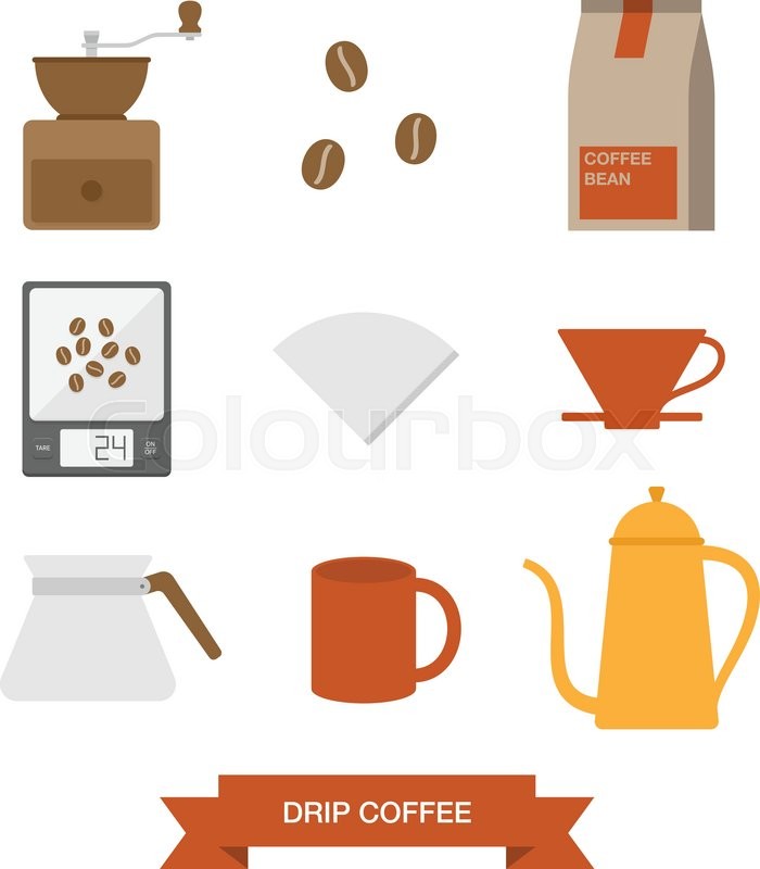 700x800 Drip Coffee Icon Set, Eps 10 Vector Illustration Stock Vector