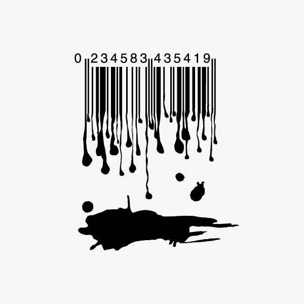 600x600 Barcode Black Decorative Drip, Barcode Vector, Black Vector, Black