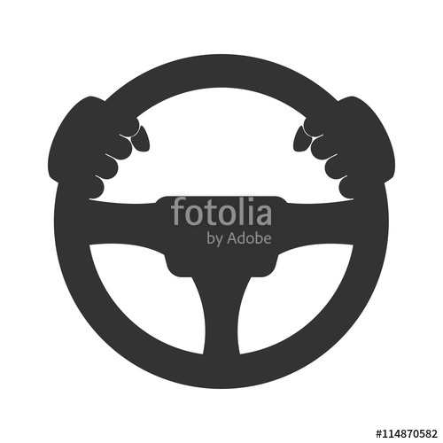 500x500 Driver Icon. Flat Icon Of Steering Wheel On White Background