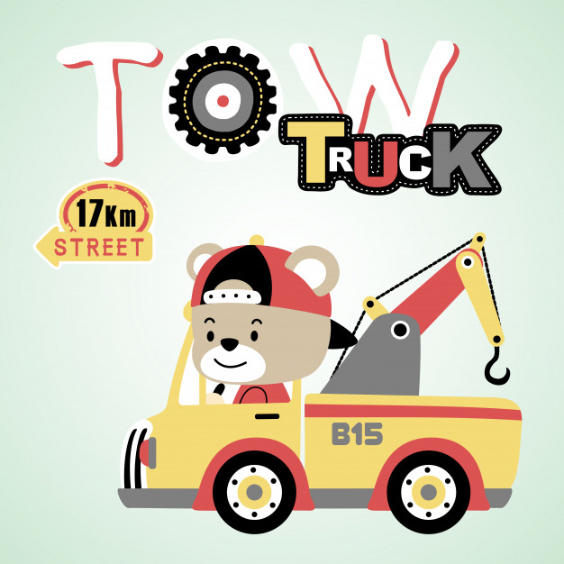626x626 Tow Truck With Cute Driver Vector Premium Download