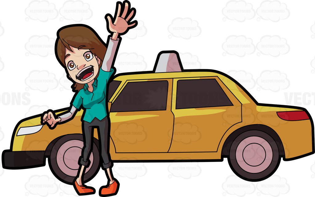 1024x641 A Friendly Female Taxi Driver Clipart By Vector Toons