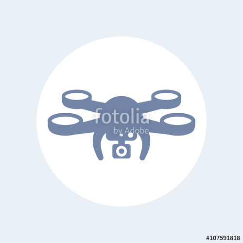 500x500 Drone Icon, Aerial Photography Sign, Drone With Camera Isolated