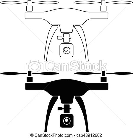 450x465 Rc Drone Quadcopter With Camera Black Symbol Vector Eps 10.