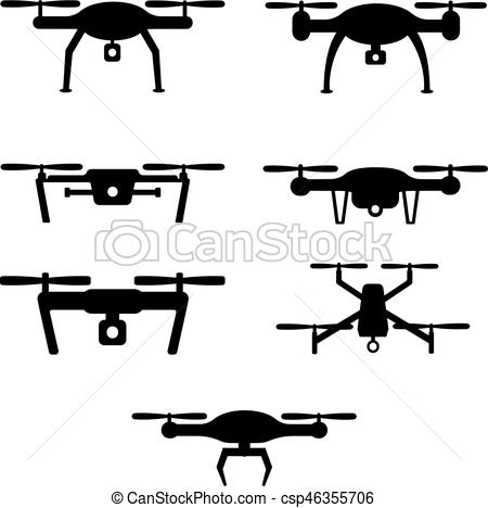 450x468 Set Of Drones. Quadcopter And Flying Drone Icons On White