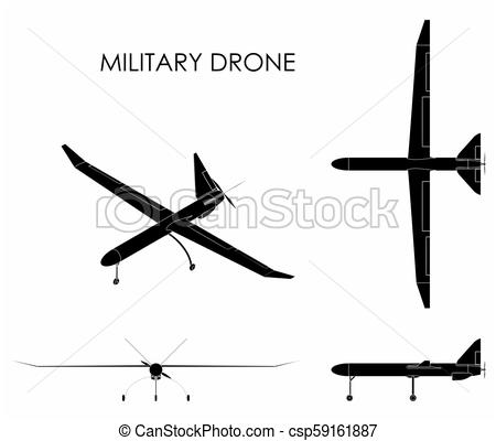 450x400 Military Drone. Black Fill. Military Drone Vector Art.