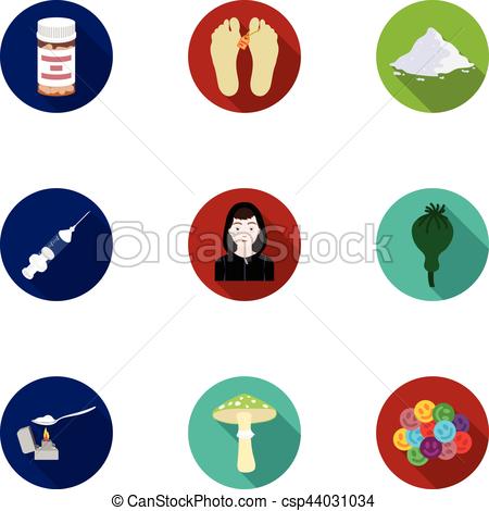 450x470 Drugs Set Icons In Flat Style. Big Collection Of Drugs... Vectors