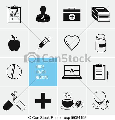 450x470 Medicine Health And Drugs Vector Icons Set .