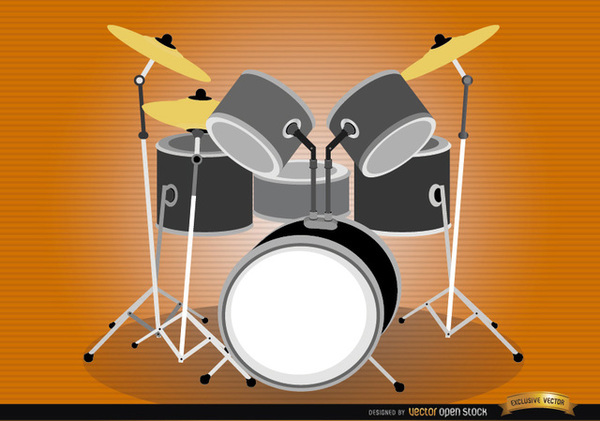 600x421 Drum Set Free Vector 123freevectors