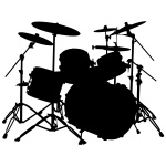 150x150 Drum Kit Silhouette Vector Image